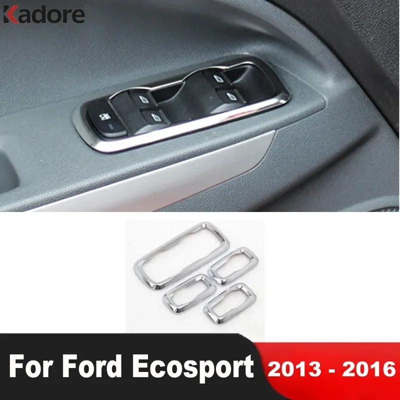 Car Door Armrest Window Lift Switch Button Panel Cover Trim For Ford Ecosport 2013 2014 2015 2016 Chome Interior Accessories