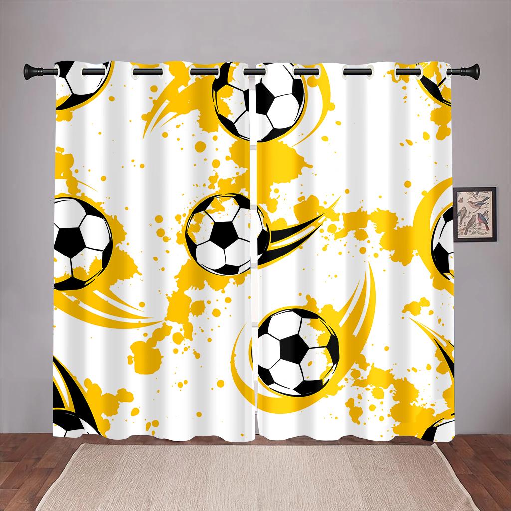 Fußbälle Fußball Design Vorhänge Fensterdekoration Drapierungen Fenstervorhänge für Wohnzimmer Schlafzimmer Kinderzimmer Heimdekoration 2 Stück