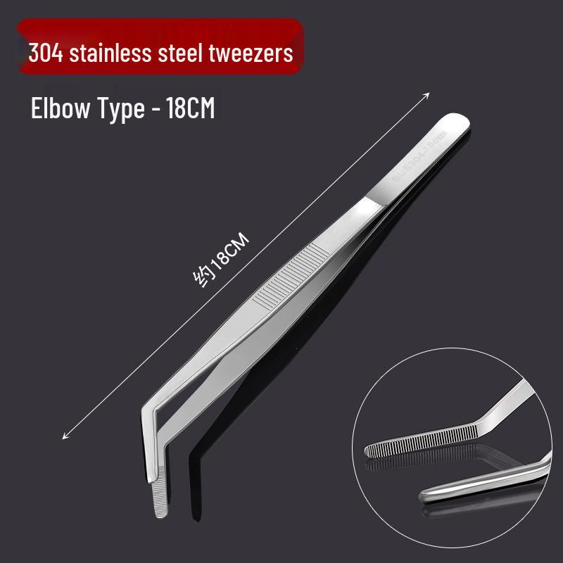 Thickened Stainless Steel Non-slip Beauty Tweezers Set – Straight & Bent Tips for Makeup, Nail Art, & Beading.