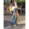 BeatStreet Wide Leg Loose Floor Length Pants Plus Size American Retro Spicy Girl Design Printed Denim Women's High Waist Pants