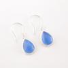 Dark Blue Cat's Eye Gemstone 925 Stamped Silver Jewelry Handmade Earrings 1.40" EE-9-45