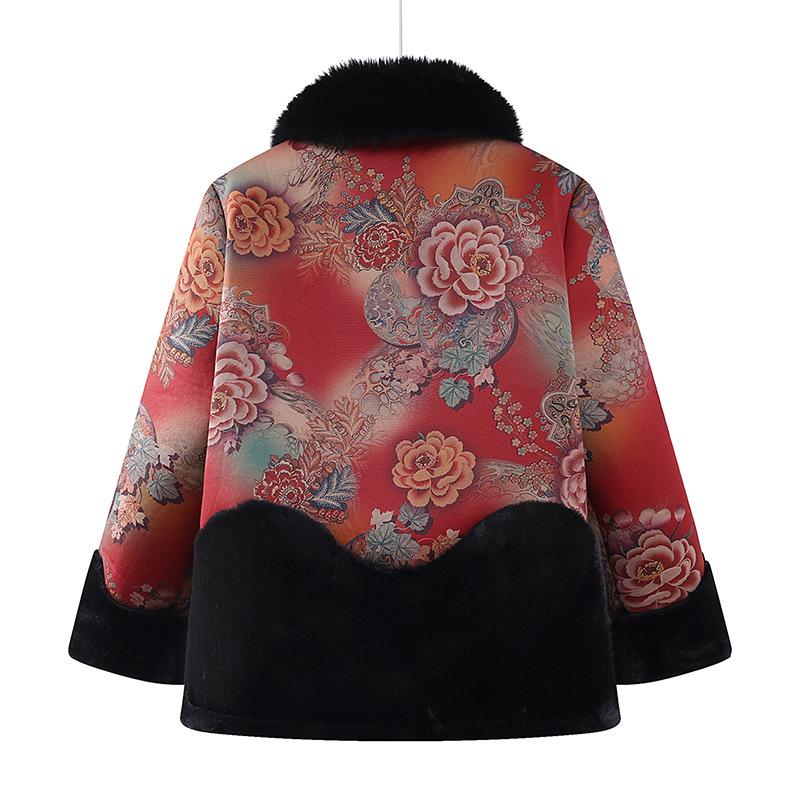 Elderly Women's Winter Coat: Fleece-Lined Cotton Jacket, Grandma Style, Thickened Mink Velvet.