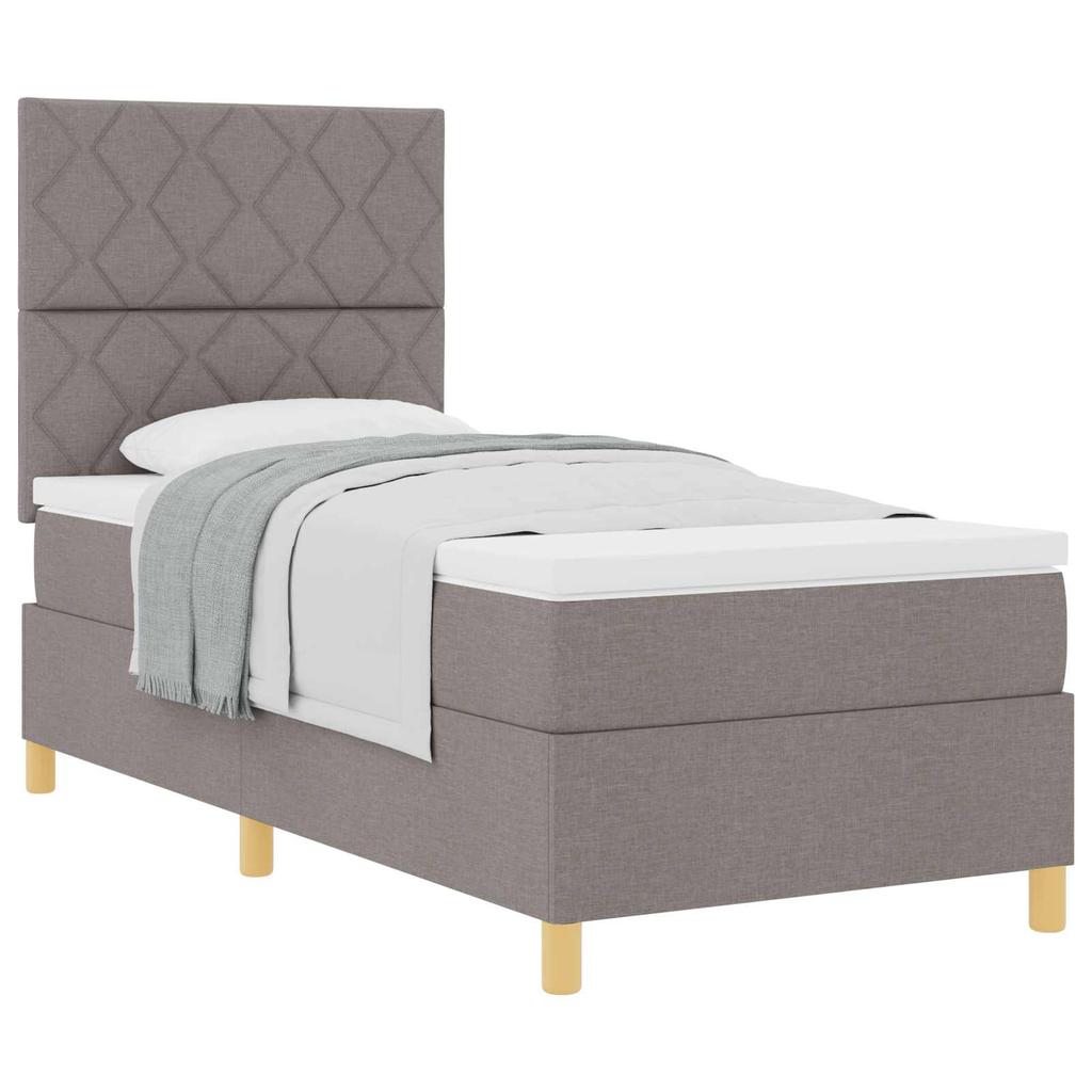 Boxspring Bed with Headboard Taupe 100 x 200 cm Fabric