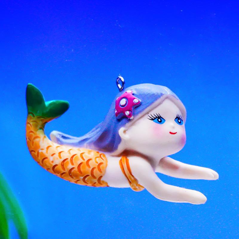 Kreativ Flytende Havfrue Mikrolandskapsornament - Tegneserie Havprinsesse Dekorasjon for Akvarier