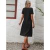 Fashion Loose Round Neck Short Sleeve Dress Pockets Solid Color Casual A-line Summer Dress Party Sweet Casual Simple Clothing