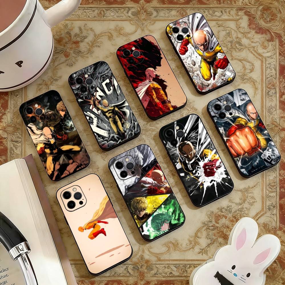 OO-One-Punch M-Man Phone Case For iPhone 17,16,15,14,13,12,11 Plus,Pro Max,XS,Soft Silicone Black Cover