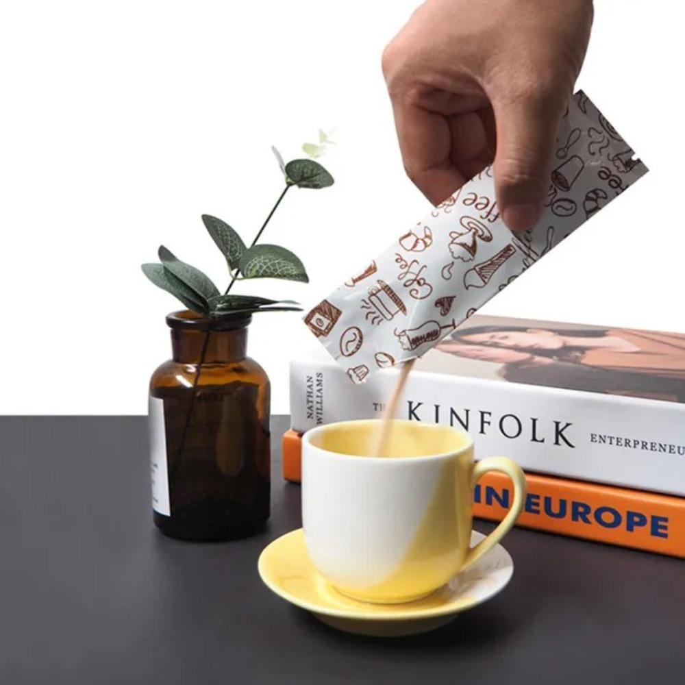 100pcs Rectangular Open Top Aluminum Foil Bag Disposable Long Strip Tea Bag Liquid Powder Subpackage Coffee Milk Cocoa