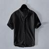 Men Summer Casual Loose Short Sleeve Stand Collar Breathable Linen Shirt