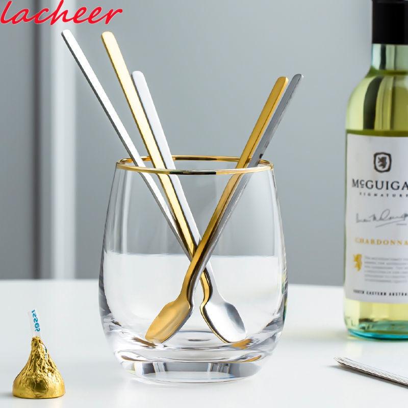 14.5cm stainless steel long handled beverage mixing spoon