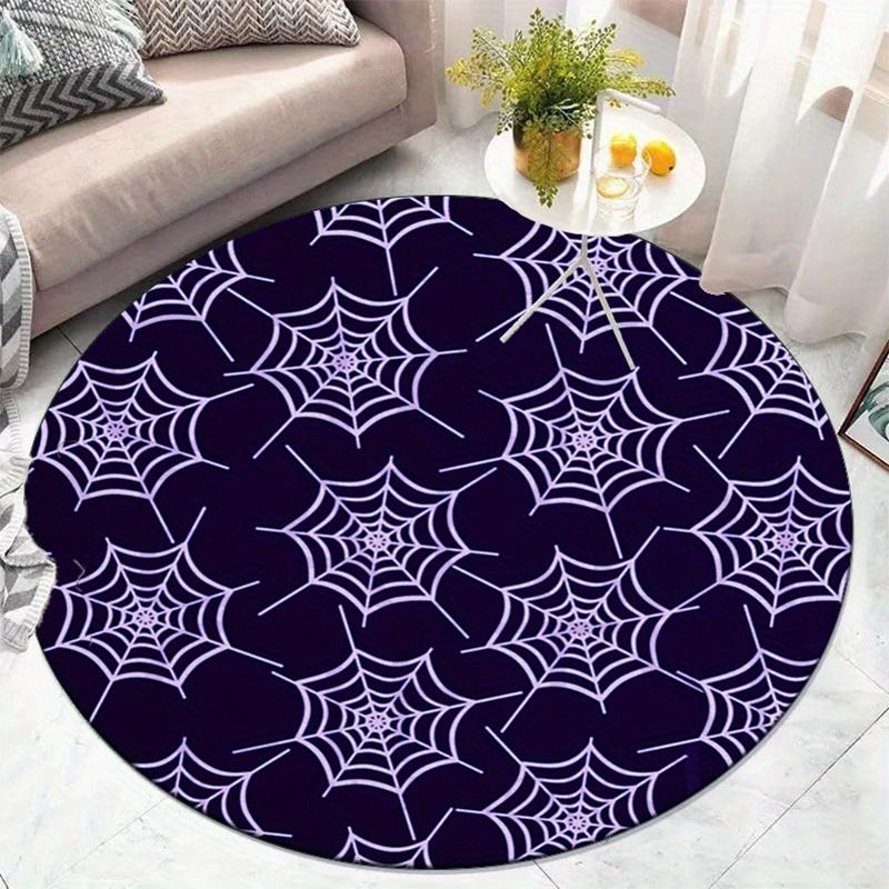 Spider webpattern round rug crystal velvet floormat Halloween purple whitedesign home decor anti slip carpet bedroom living room