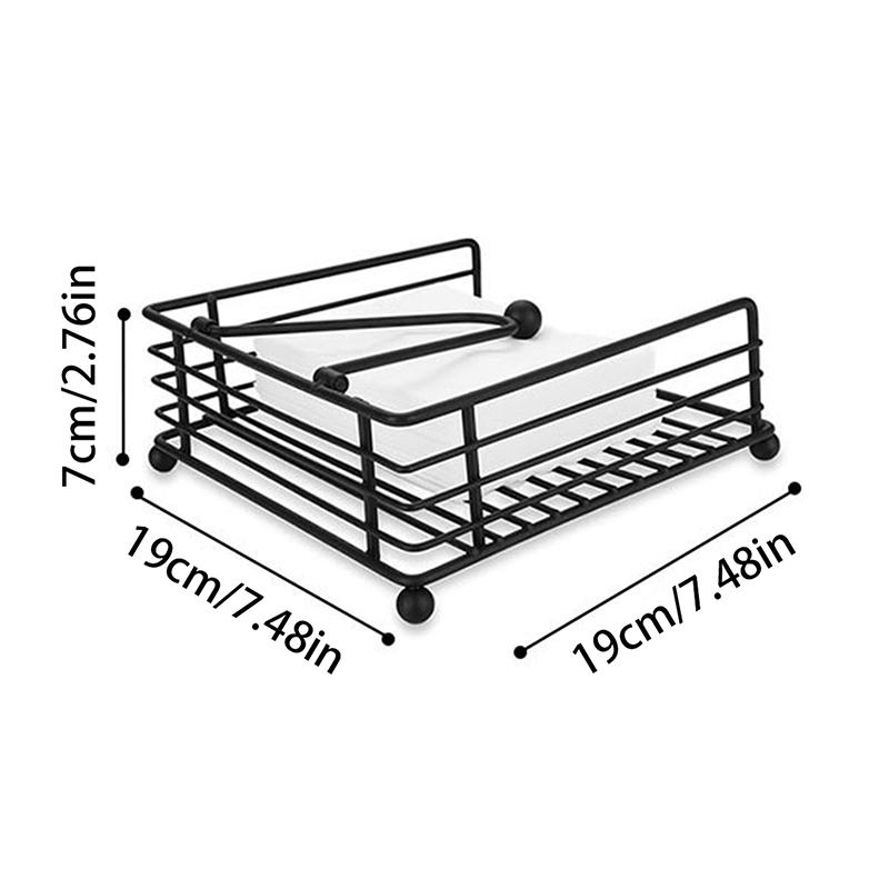 New Rustic Metal Napkin Holder Square Paper Organizer For Kitchen Home Restaurant Cafes - Tabletop Decorative Napkin Holder