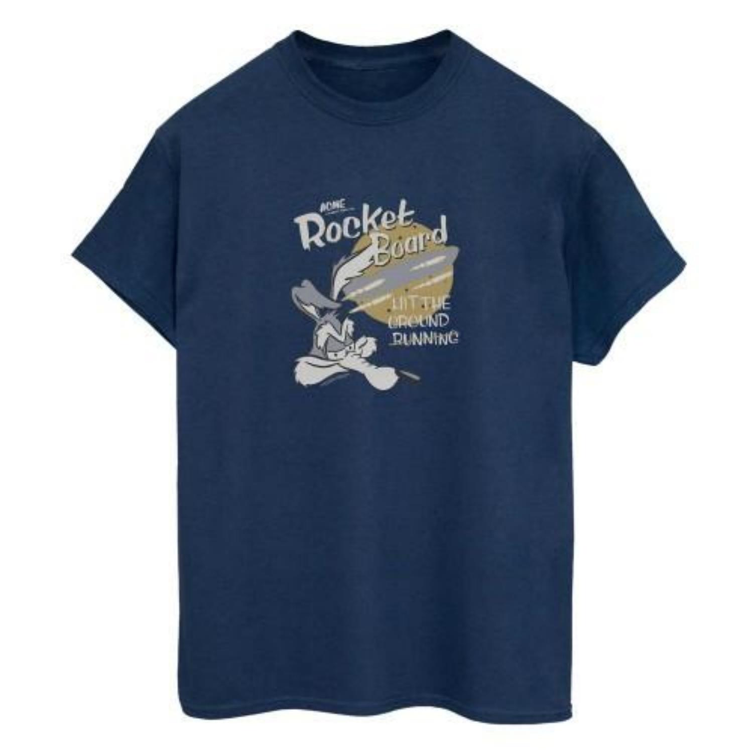 Looney Tunes Mens Rocket Board Wile E Coyote Cotton T-Shirt S чёрный