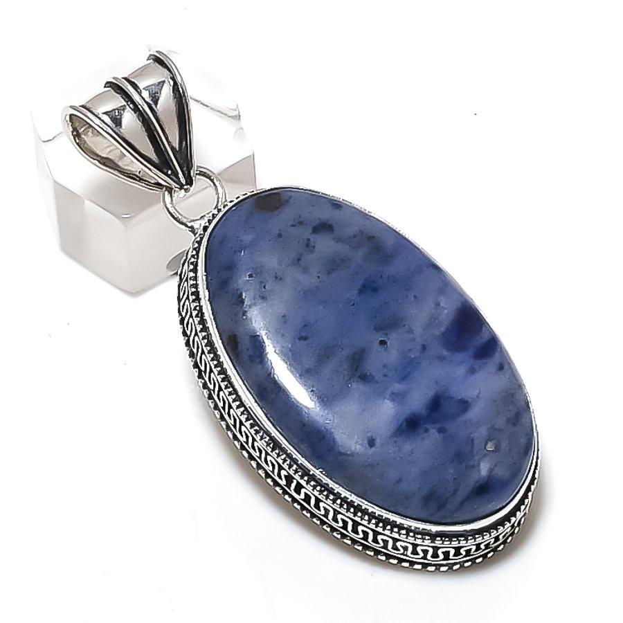 Sodalite Gemstone Handmade 925 Sterling Silver Jewelry Pendant 2.29" F0P89