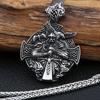 Vintage Viking Warrior Odin Necklace Men Nordic Stainless Steel Cross Trinity Pendant Necklace Gothic Skull Chain Amulet Jewelry