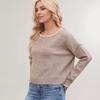 Ladies Autumn Winter Long Sleeve Round Collar Solid Color Pullover Knitted T Shirt Knitwear Top