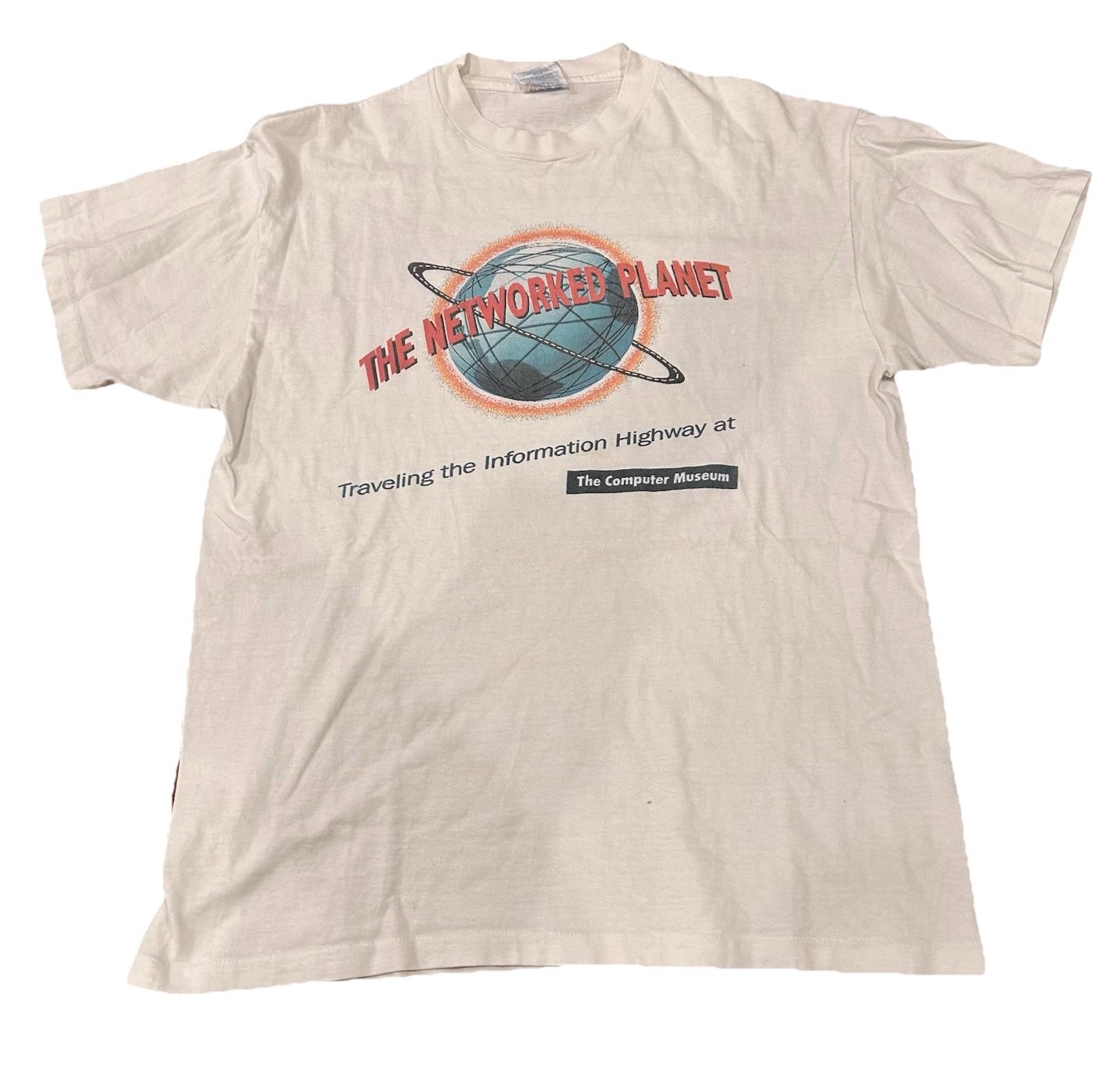 Vintage 90s The Networked Planet Computer Museum Boston Tech Promo Large Unisex T-Shirt XXXL