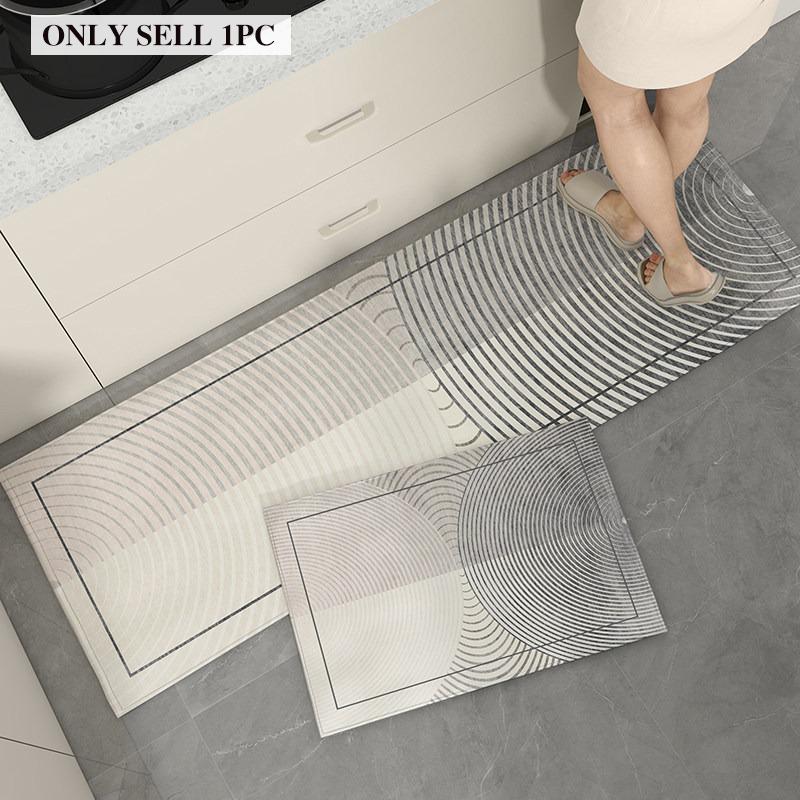 Kitchen Carpet PVC Waterproof Leather Floor Mat Minimalist Geometric Pattern Rug Long Size Home Decor Rugs Alfombra De Cocina