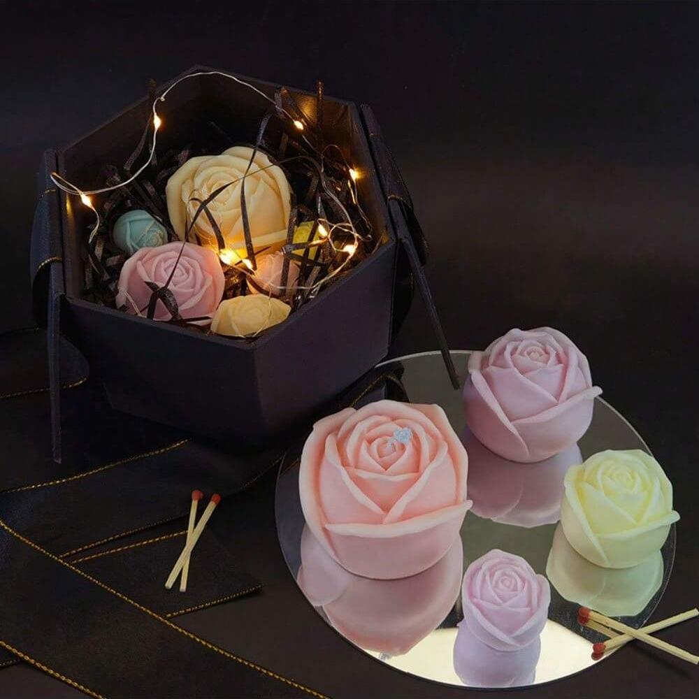 3D Rose Silicone Candle Mold DIY Cake Chocolate Baking Tool Suitable for Festival Gift Making Handicraft Decoration