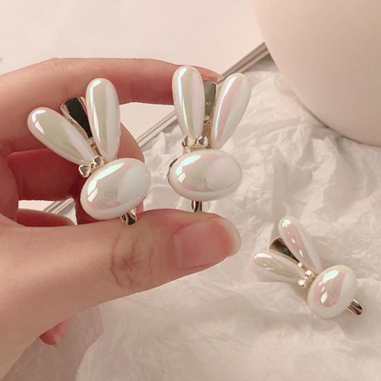Mädchen Haarspange Vergoldete Basis Kunstperle Kaninchen Design Stabiler Halt Haarspange Seitenpony Haarspange Haaraccessoire