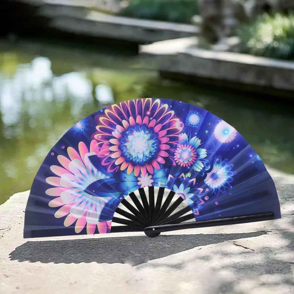 Foldable Hand Fan Bamboo Frame for Festival Wedding Birthday