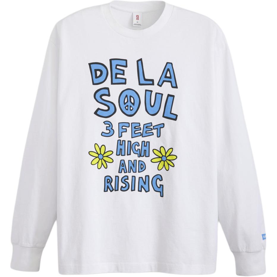 Levis X De La Soul Collaboration FW25 Logo Print Loose Casual Comfortable Long Sleeve T-Shirt Men tops 004EY-0000