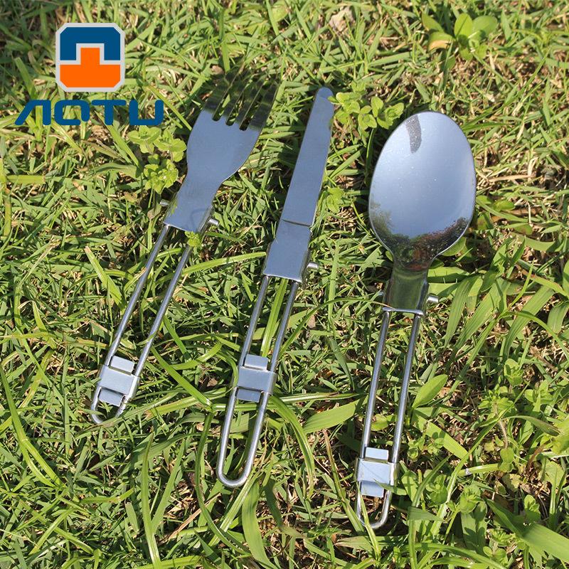Camping Cutlery, 3 in 1 Folding Knife Fork Spoon Stainless Steel Portable Ultralight 3-Piece Outdoor Picnic Travel Kit