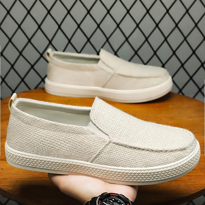 Old Beijing cloth shoes men's summer casual shoes driving shoes walking with one pedal breathable soft sole not tired feet men's shoes
