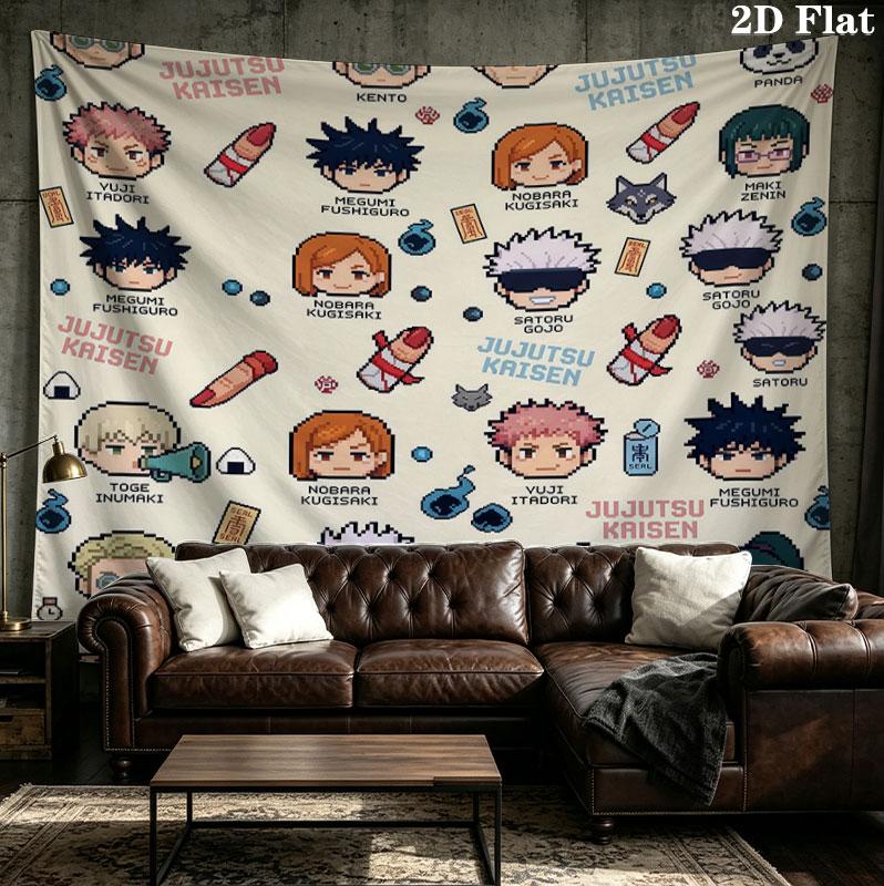 Jujutsu Kaisen Wall Tapestry Aesthetic Wall Hanging Printed Fabric Blanket Decorative Tapestries For Bedroom Living Room Home Decor