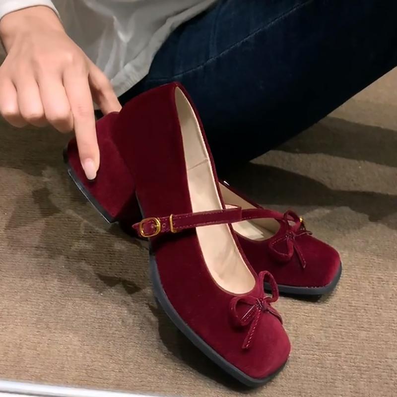 

Свадебное платье для вечеринки Женские туфли Мэри Джейн Модные туфли на плоской подошве Весна Осень Туфли-лодочки Ladeis с бабочкой 35 красный