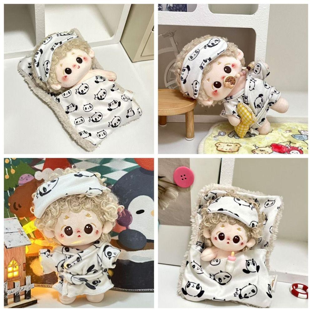 

Plush Doll Night-robe Panda Doll Overall Suit Cute Cotton Doll Clothes for 10cm/20cm Cotton Doll 20cm Sleeping Bag