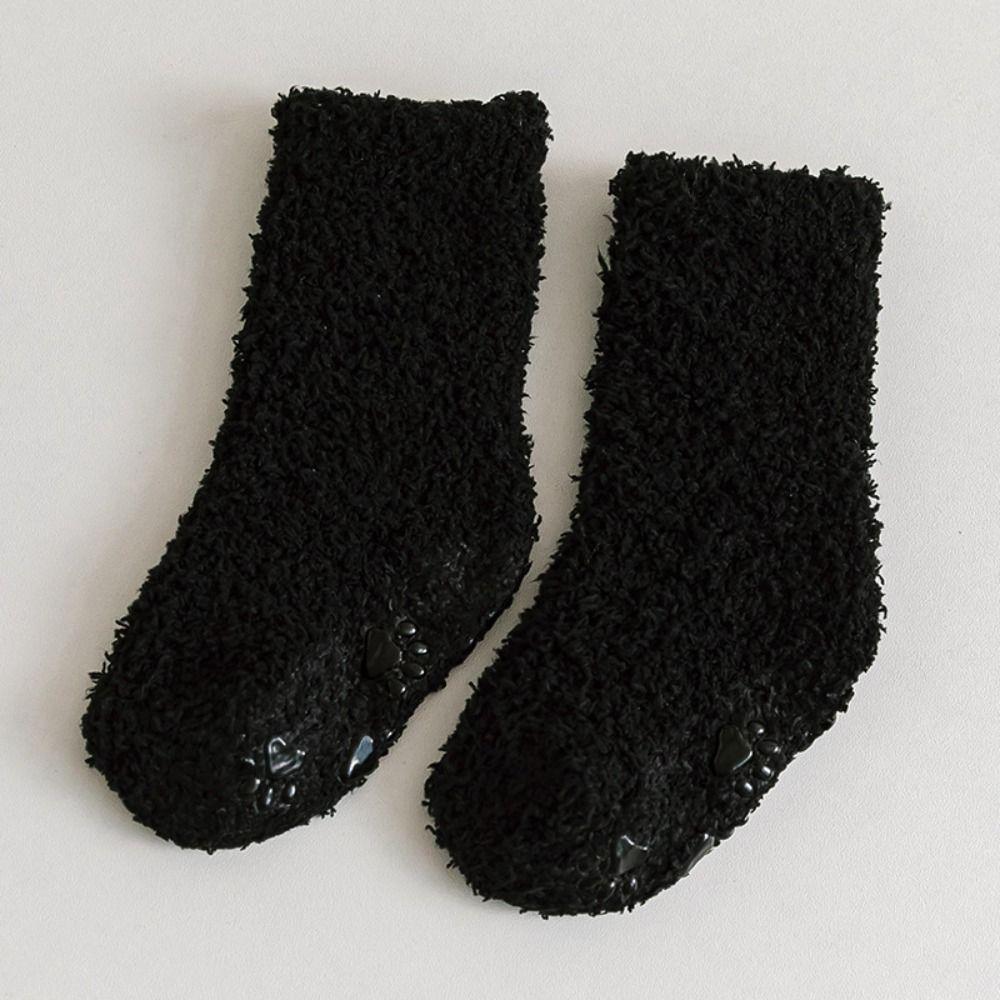 Korean Style Infant Learning Walk Socks Thickening Home Sleep Socks Coral Fleece Baby Socks  Baby