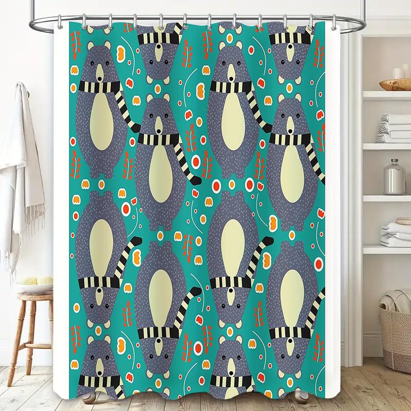 Cute Animal Shower Curtain Woodland Forest Wildlife Bathroom Decor Nature Backdrop Washable Waterproof Fabric