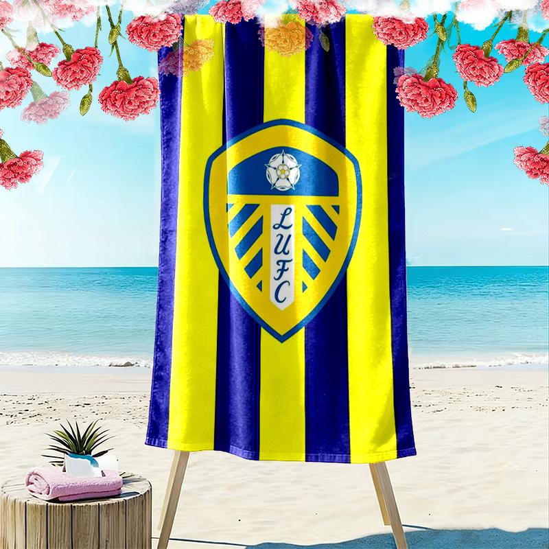 Leeds United Logo Aufdruck Strandtuch, Großes Weiches Schnelltrocknendes Handtuch für Strand Camping Schwimmen