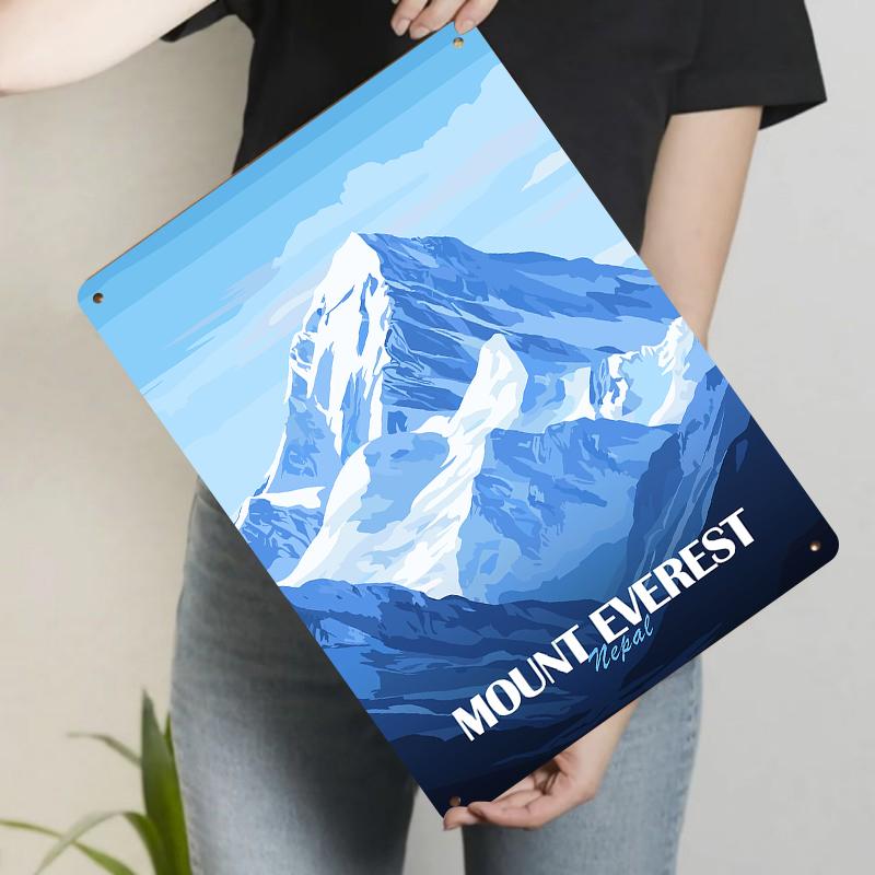 Mount Everest Nepal Landscape Metal Wall Art Mountain Scenery Decor for Home Office 20x30cm（7.8x11.8inch）