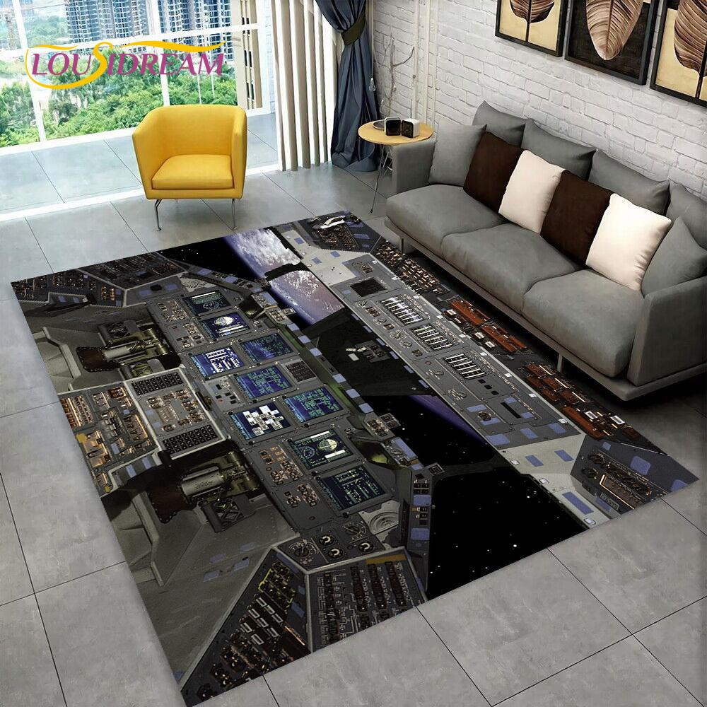 Kobercová podložka do kokpitu stíhacího letadla pro domácí obývací pokoj ložnici pohovku Rohožka Dekorace, Velký koberec Protiskluzová podložka na podlahu