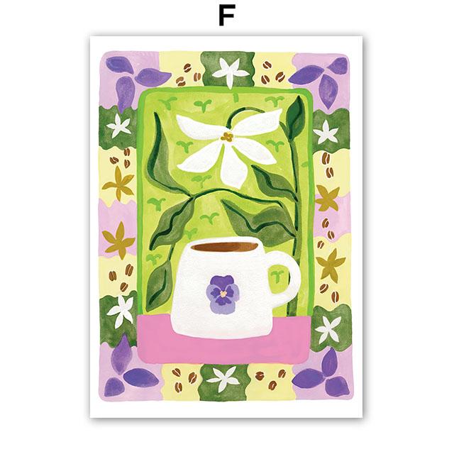 Boho Abstract Vase Flowers Coffee Illustration Wall Art Canvas Painting Animal Poster And Prints Pictures For Living Room Decor