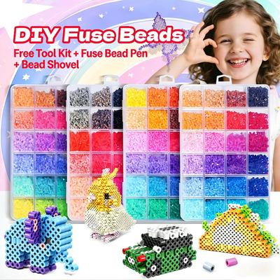 Creative Craft Kit: 24/48 Color 2.6mm Fuse Beads, Perler Iron Beads for 3D Art & DIY Projects, Educational Toy Gift for All Ages