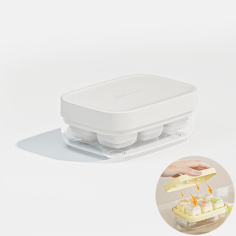 

Summer Ice Cube Mould Square Silicone Ice Tray with Lid Ice Compartment Ice Storage Box Home Kitchen Ice Making Tools белый