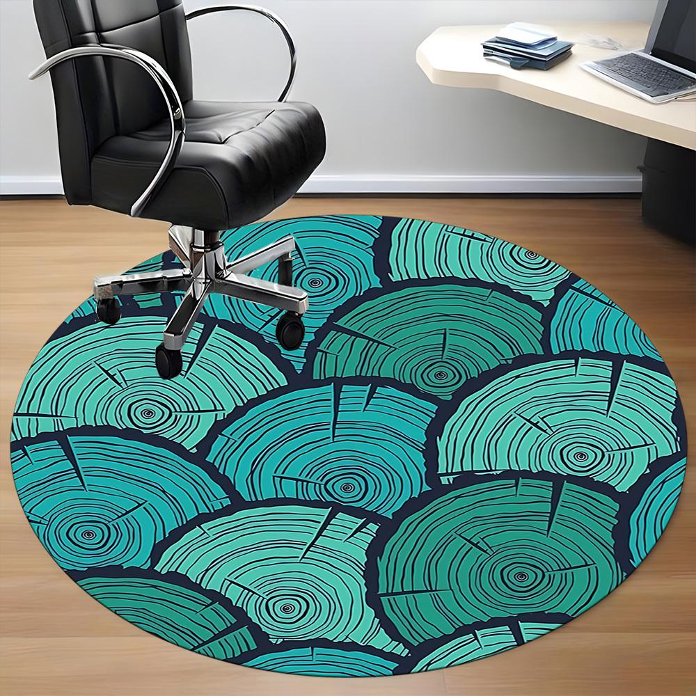 1pc Wooden Rings Office Round Area Rug, Indoor Mat Suitable For Office, Under Office Chairs Bedroom Living Room Home Decor, Room Deco