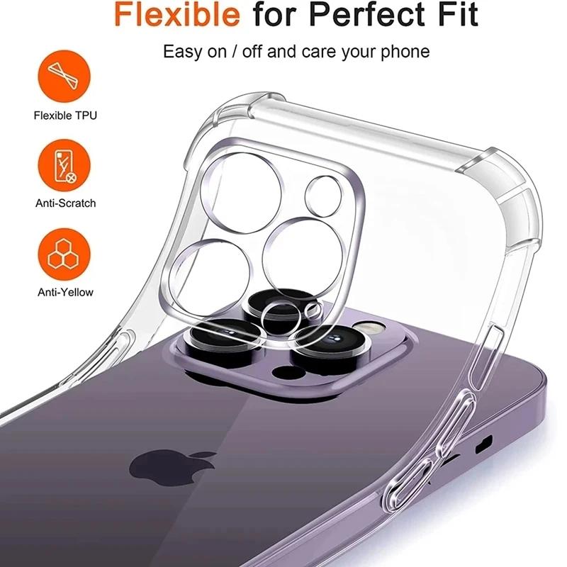 Shockproof Silicone Clear Phone Case For iPhone 18 17Air 16 13 11 12 14 15 Pro Max Mini Lens Protection Back Case For iPhone 18 PRO XS MAX X XR Puls