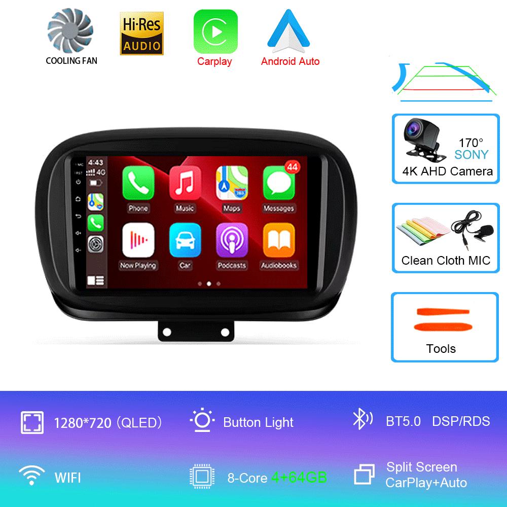 Car Radio Android 14 Carplay Auto for Fiat 500X 2014-2020 Multimedia Video Player Navigation GPS Stereo WIFI+4G 2 Din 2din DVD