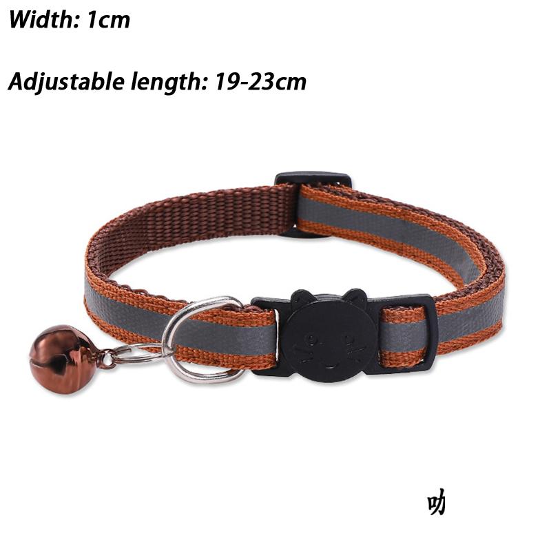 

Pet Collar Reflective Safety Buckle Collar Bell Round Ear Cat Dog Collar Glowing Collar one size коричневий