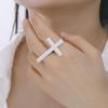Jeshayuan Two Finger Cross Ring For Men Vintage Big Cross Open Ring Trendy Gothic Gold Silver Color Finger Christian Rings