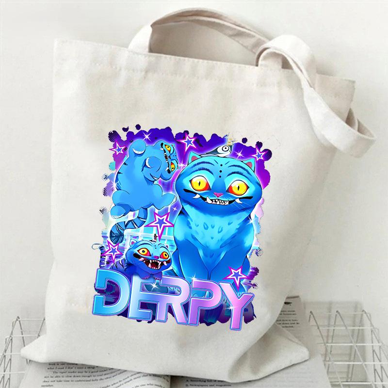 KPOP Skupina Lovců Démonů Taška z plátna s tygřím potiskem Jednoramenná taška crossbody pro studenty Denní nákupní taška tote