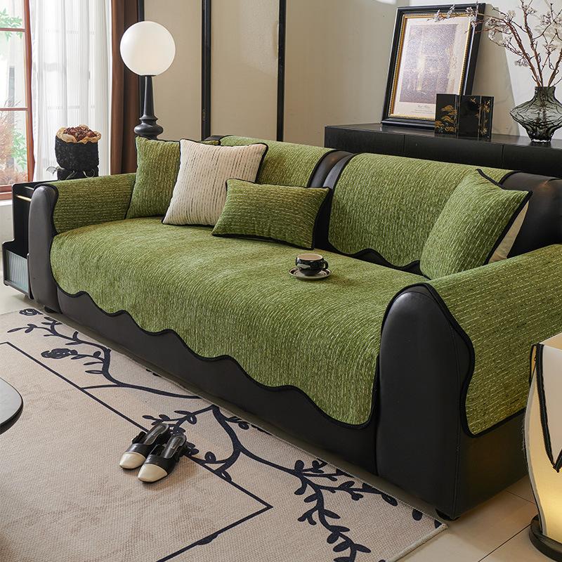 New Special-Shaped Sofa Cushion, Universal In All Seasons, Non-Slip And Dirt-Resistant Seat Cushion, Retro Green Sofa Cover Cover Cloth Towel
