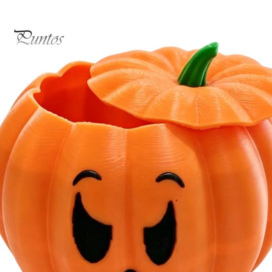 Unique Halloween Party Favors 3D Printed Devil Pumpkin Storage Box with Lid, Funny Ghost Face Handmade Figurine Decoration, Desktop Organizer