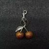 Sparkling 3D Cherry Charm Keychain Accessory Fashionable Fruit Shape Key Rings Portable Bag Decoration for Women