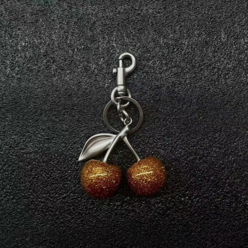 Sparkling 3D Cherry Charm Keychain Accessory Fashionable Fruit Shape Key Rings Portable Bag Decoration for Women
