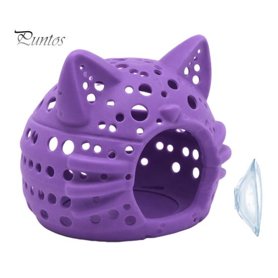Aquarium Landscaping Decor Shrimp Cave, Cat Head Fish Hideout with Suction Nano Tank Cup, Decorative Cave for Betta Tanks Non-toxic