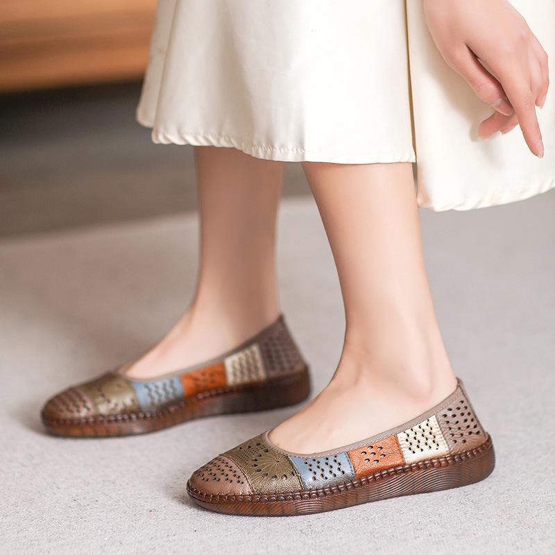 Fashion Women Flats Shoes Fashion Flat Genuine Leather Women Shoes Soft Sole Non-slip Sandals Breathable Casual Sports Women's Shoes